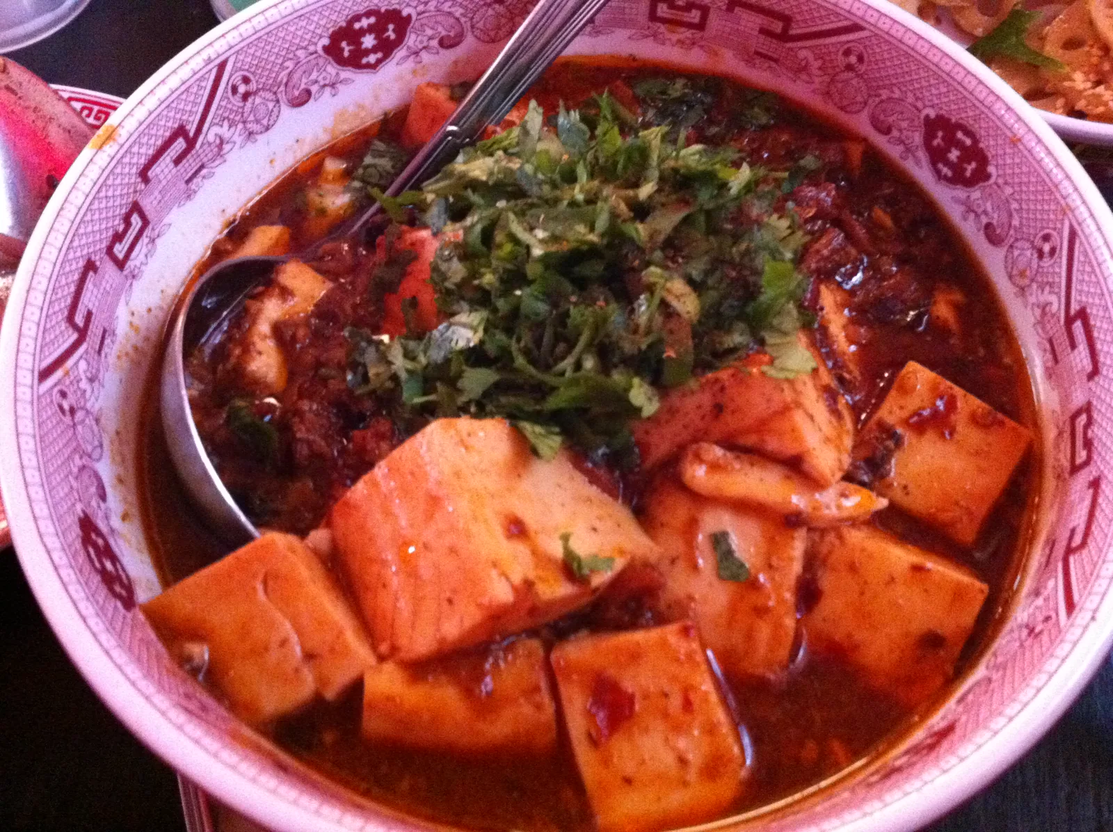 Fiery mapo tofu topped with herbs