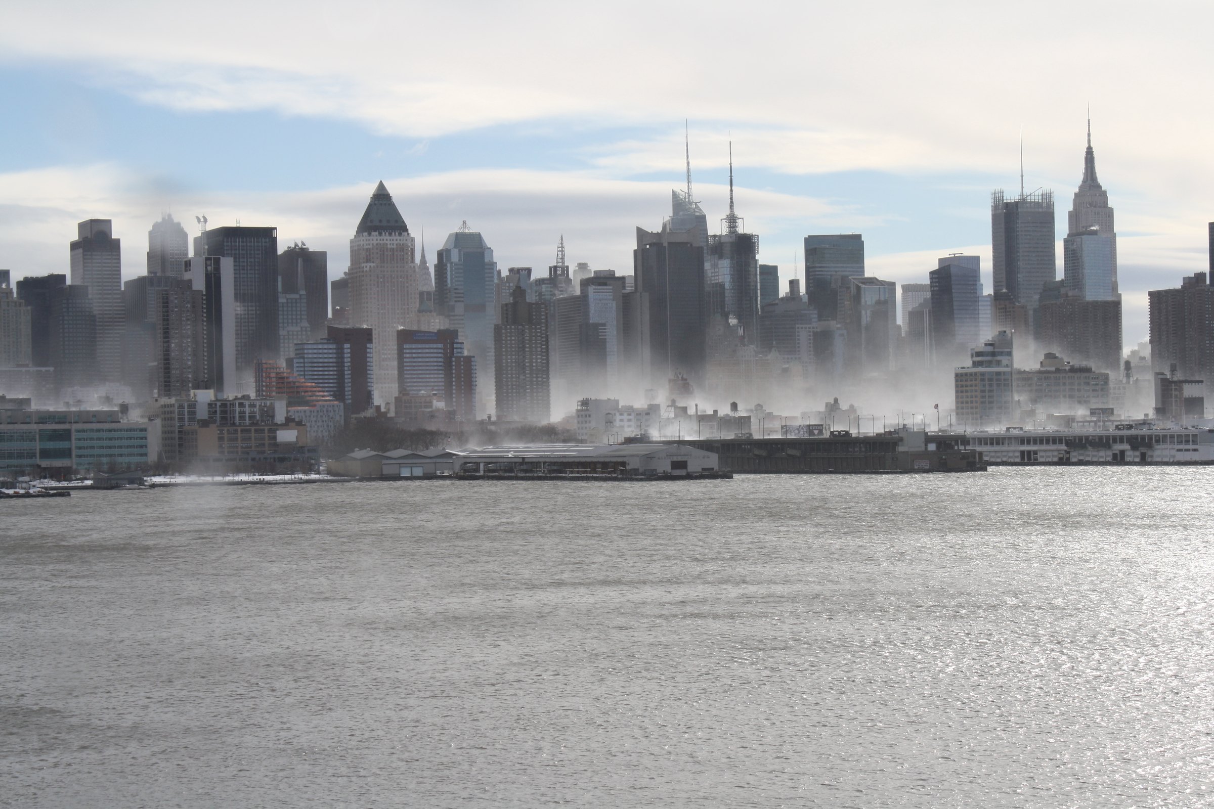 Broad view of the Manhattan skyline after the storm.