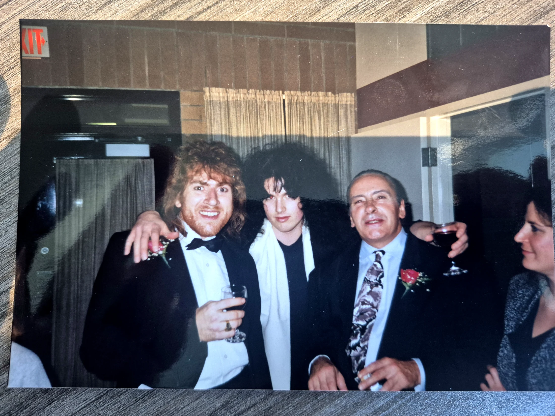 Tim Steinrock, Benny Doro, Tim Steinrock's mentor James, and Nina Cramer together after the Christmas production in 1990.