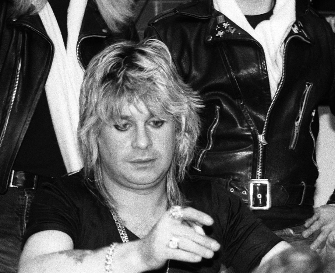 A close detail of Ozzy Osbourne from the archival photograph.