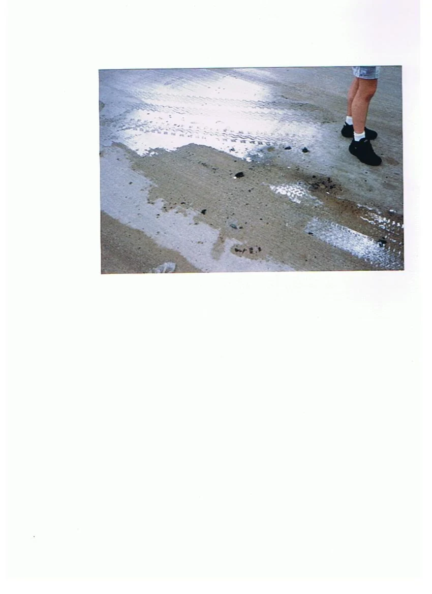 Complete scanned sheet showing tire tracks and debris on wet pavement.