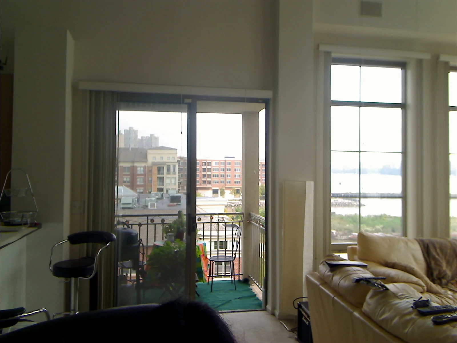 Apartment V1 in West New York with the Hudson visible through the windows.