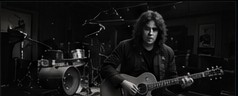 Black and white musician portrait