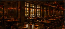 Restaurant interior at night